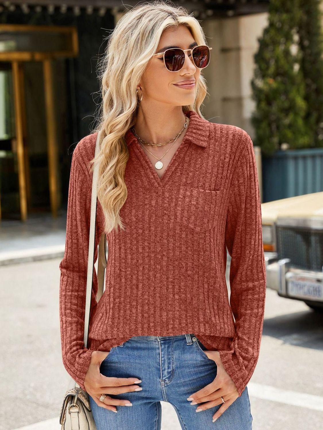 Ribbed Long Sleeve T-Shirt