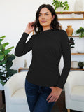 FAM-FAM Ruched Mock Neck Long Sleeve T-Shirt - PD SECRET REALM