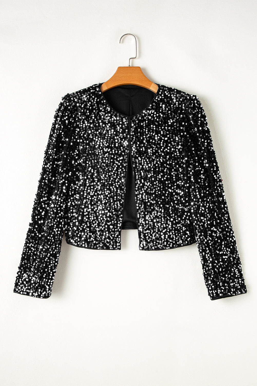 Golden Fleece Sequin Open Front Collarless Jacket