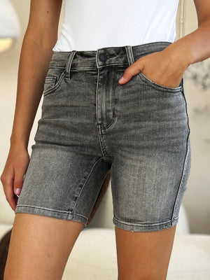 Judy Blue Full Size High Waist Washed Denim Shorts - PD SECRET REALM