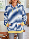 Lovelet Drawstring Striped Long Sleeve Hoodie - PD SECRET REALM