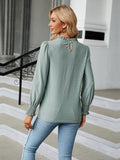 Round Neck Flounce Sleeve Blouse - PD SECRET REALM