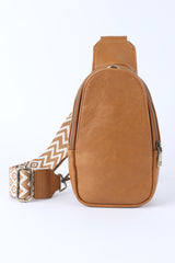 Brown Faux Leather Zipped Western Crossbody Sling Bag