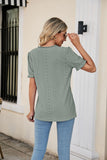 Eyelet Flounce Sleeve Scalloped V-Neck Top - PD SECRET REALM