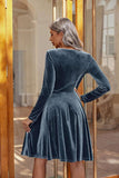 Round Neck Long Sleeve Knee Length Dress - PD SECRET REALM