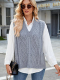 Cable Knit V-Neck Sweater Vest - PD SECRET REALM