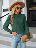 Round Neck Flounce Sleeve Blouse - PD SECRET REALM