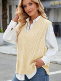 Cable Knit V-Neck Sweater Vest - PD SECRET REALM