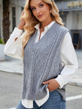 Cable Knit V-Neck Sweater Vest - PD SECRET REALM