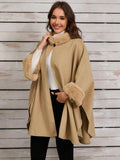 Fuzzy Trim Long Sleeve Poncho - PD SECRET REALM