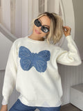 Butterfly Round Neck Long Sleeve Sweater - PD SECRET REALM