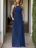 Full Size Grecian Neck Dress with Pockets - PD SECRET REALM