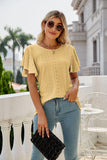 Eyelet Flutter Sleeve Round Neck Top - PD SECRET REALM