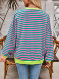 Lovelet Contrast Striped Long Sleeve Sweatshirt - PD SECRET REALM