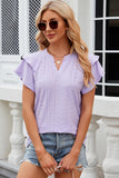 Eyelet Notched Flutter Sleeve T-Shirt - PD SECRET REALM