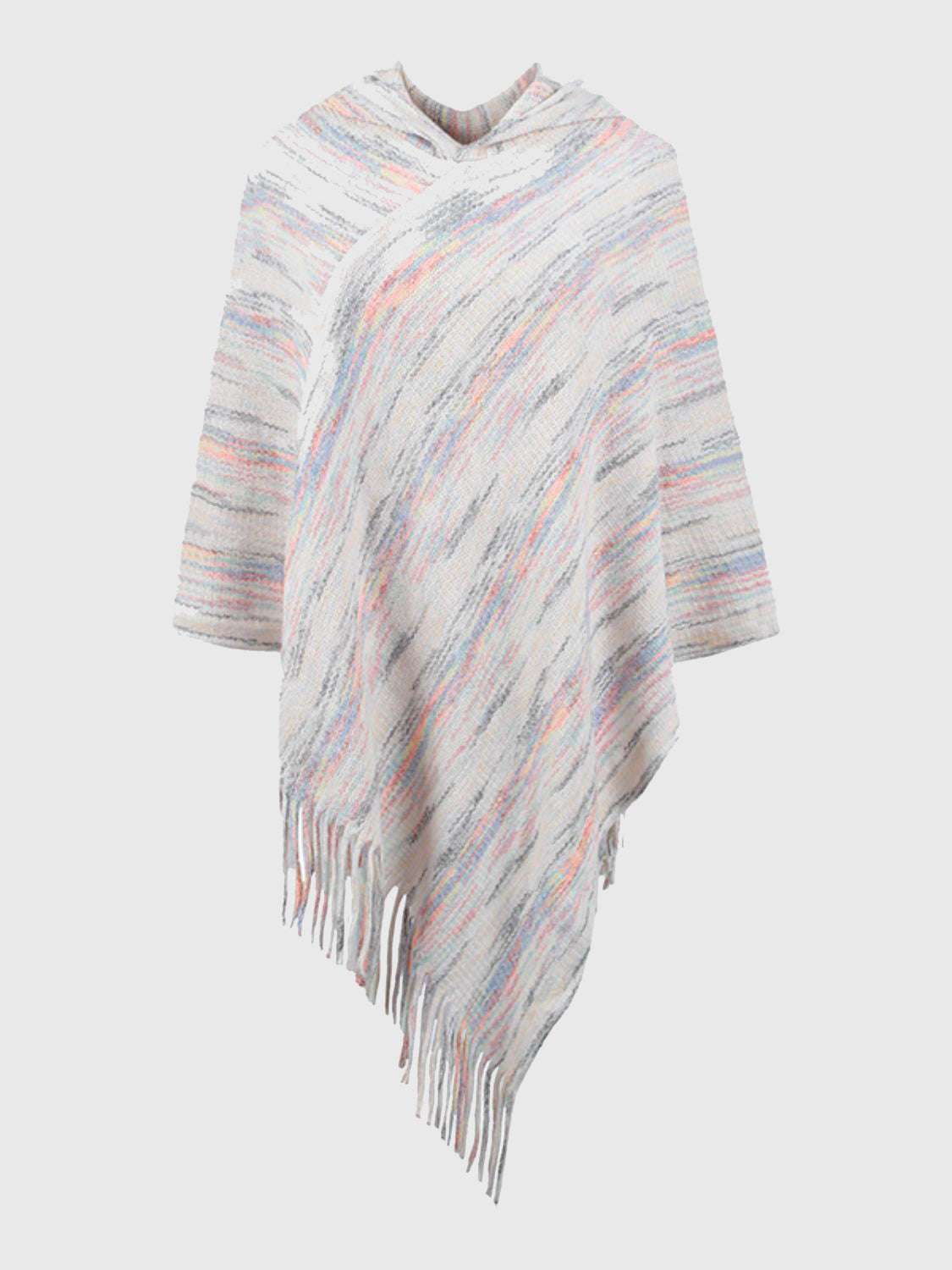 Fringe Hem Hooded Poncho