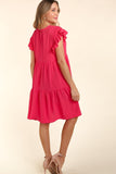 Haptics Full Size Smocking Ruffle Short Sleeve Dress with Pockets - PD SECRET REALM