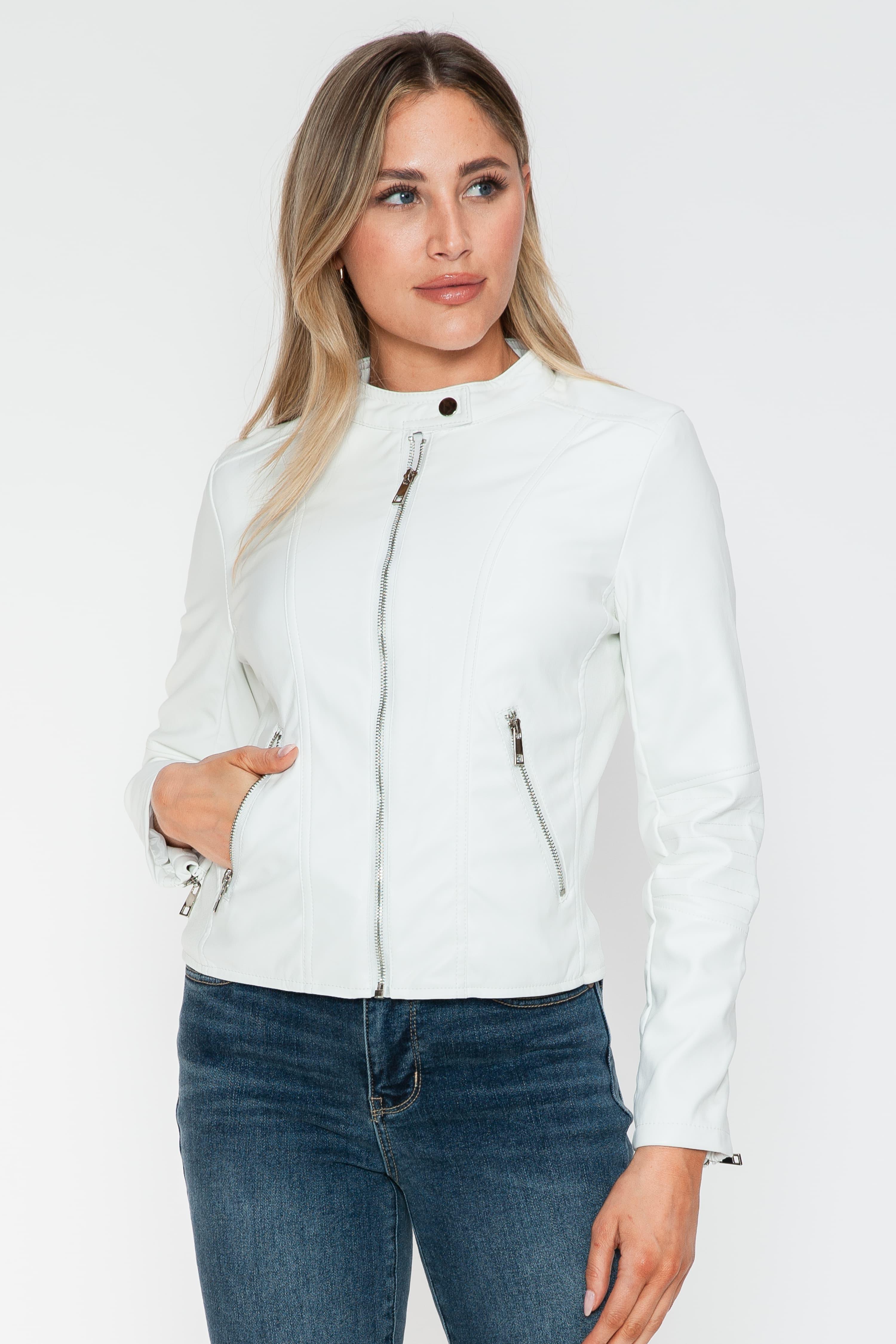 Snobbish PU Leather Zip Up Jacket with Pockets - PD SECRET REALM