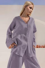 Buttery-Soft V-Neck Long Sleeve Top and Pants Set