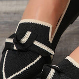 Bow Contrast Trim Point Toe Loafers - PD SECRET REALM