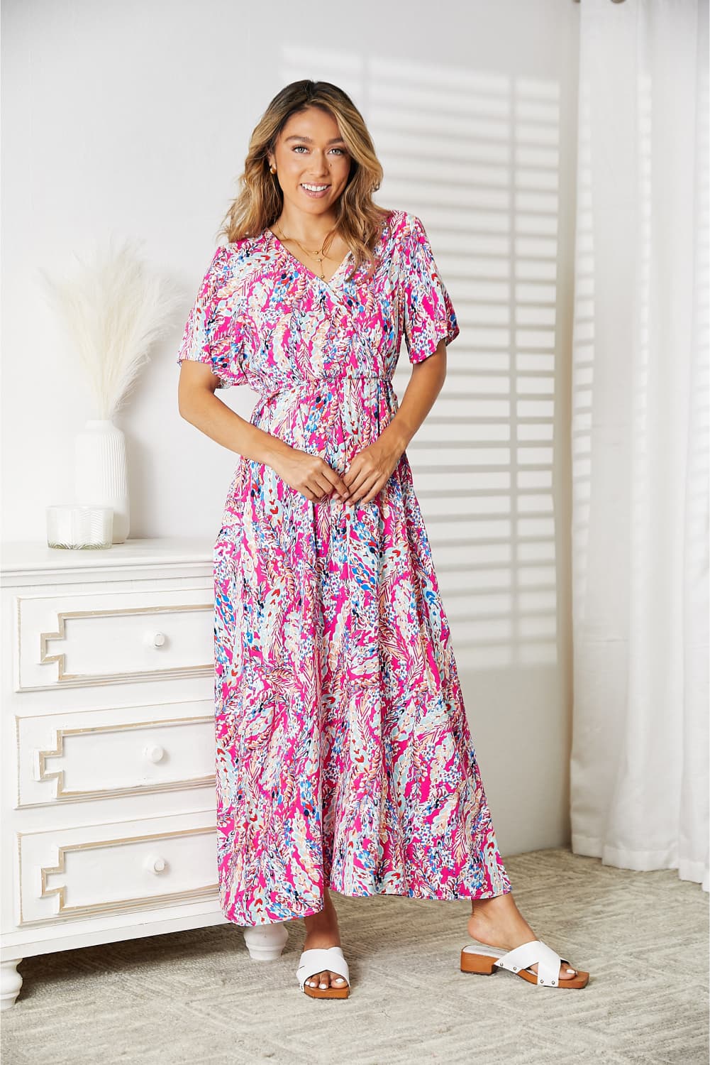 Double Take Multicolored V-Neck Maxi Dress - PD SECRET REALM