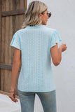 Eyelet Notched Flutter Sleeve T-Shirt - PD SECRET REALM