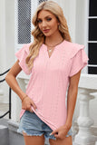 Eyelet Notched Flutter Sleeve T-Shirt - PD SECRET REALM