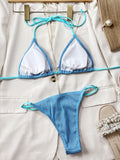 Ribbed Tie Back Bikini Set - PD SECRET REALM