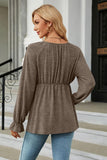 Round Neck Flounce Sleeve Blouse - PD SECRET REALM