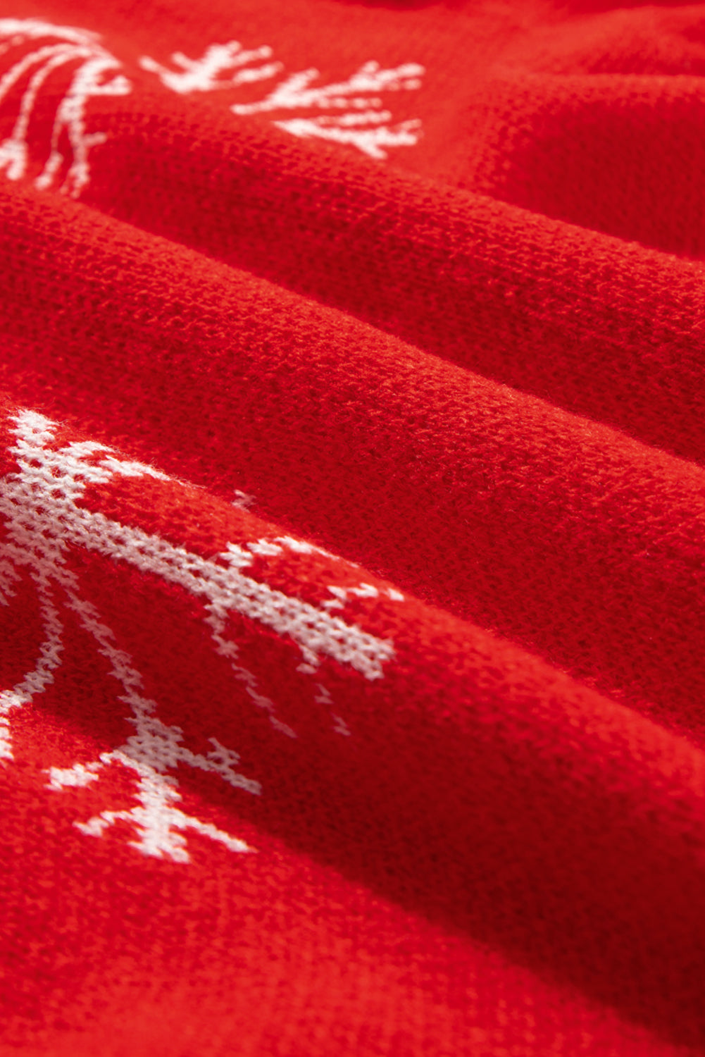 Fiery Red Christmas Snow Printed High Neck Sweater