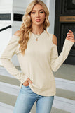 Round Neck Cold Shoulder T-Shirt - PD SECRET REALM