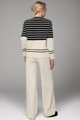 Striped Round Neck Long Sleeve Top and Pants Sweater Set