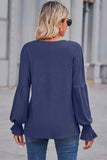 Round Neck Flounce Sleeve Blouse - PD SECRET REALM