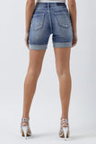 RISEN Full Size Distressed Rolled Denim Shorts with Pockets - PD SECRET REALM