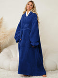 Pocketed Contrast Long Sleeve Hooded Lounge Dress - PD SECRET REALM