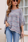 Round Neck Fringe Detail Sleeve Poncho - PD SECRET REALM