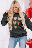 Heart Round Neck Dropped Shoulder Sweatshirt - PD SECRET REALM