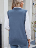 Buttoned Round Neck Sweater Vest - PD SECRET REALM