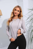 Ribbed Round Neck Long Sleeve Blouse - PD SECRET REALM