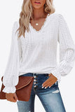 Eyelet V-Neck Flounce Sleeve Blouse - PD SECRET REALM