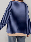 Lovelet Contrast Striped Long Sleeve Sweatshirt - PD SECRET REALM