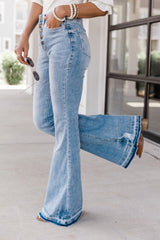 Blue Light Wash High Waisted Bell Bottom Jeans