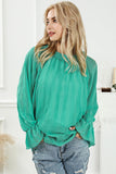 Round Neck Flounce Sleeve Blouse - PD SECRET REALM