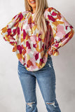 Printed Flounce Sleeve Buttoned Blouse - PD SECRET REALM