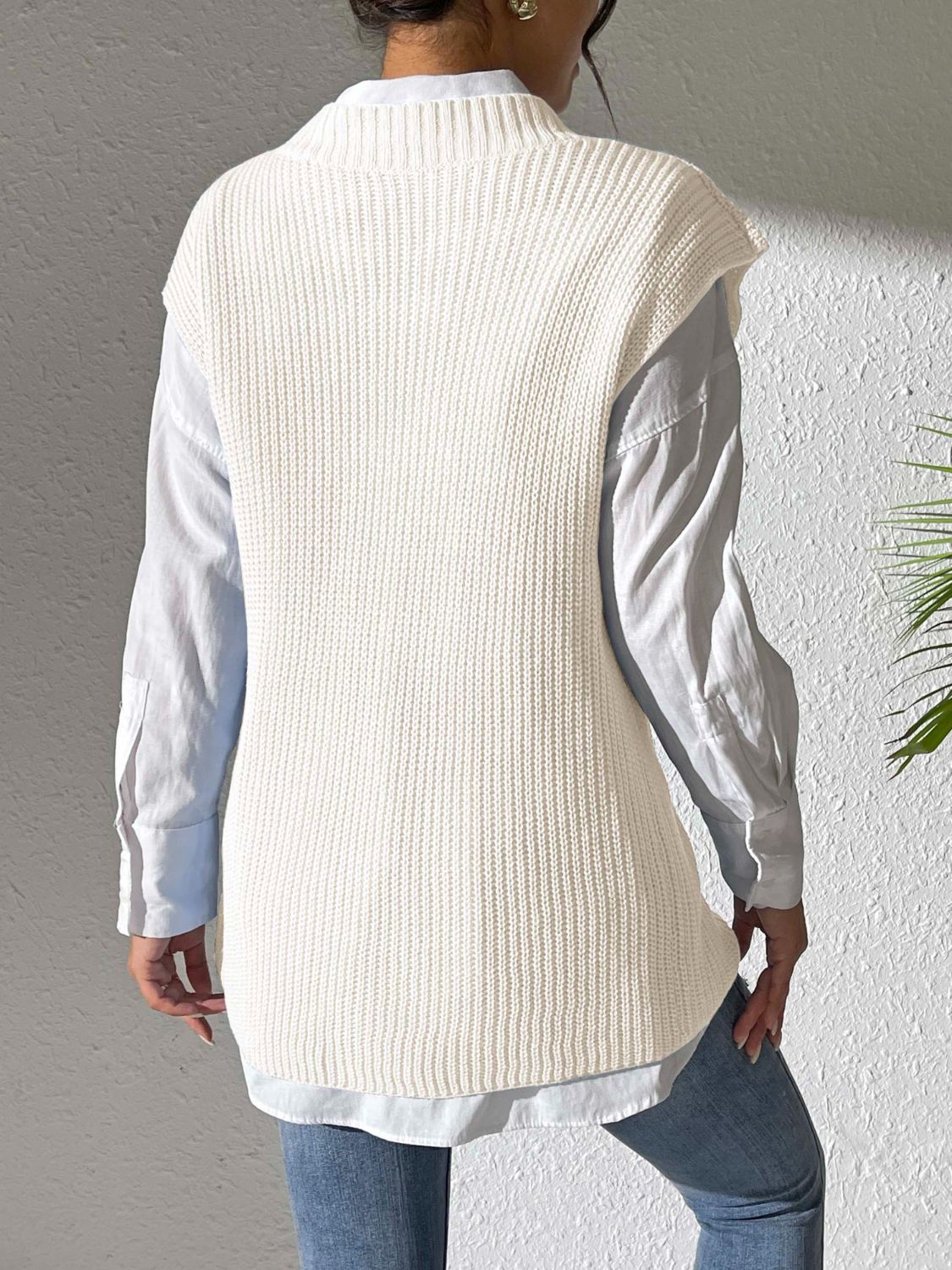 Flower V-Neck Sweater Vest