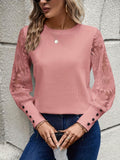 Round Neck Lace Long Sleeve Top - PD SECRET REALM