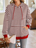 Lovelet Drawstring Striped Long Sleeve Hoodie - PD SECRET REALM