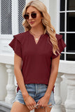 Eyelet Notched Flutter Sleeve T-Shirt - PD SECRET REALM