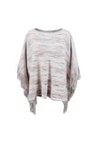 Round Neck Fringe Detail Sleeve Poncho - PD SECRET REALM