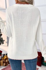 White Sweet Bow Long Sleeve Knit Sweater